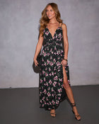 Pink/Floral % Ethereal Muse V-Neck Floral Maxi Dress-1