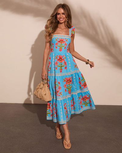 Tropical Reverie Tiered Floral Midi Dress – VICI