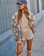 Menita Abstract Sherpa Moto Jacket