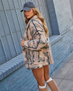 Menita Abstract Sherpa Moto Jacket