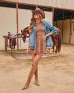 Dark Wash % Influencer Oversized Denim Jacket-5