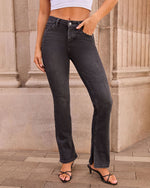 Model Off Duty Super Stretch Mid Rise Straight Leg Jeans
