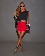 Red % Coronado Cotton Blend Mini Skort-2