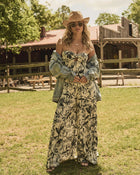 Prairie Aurora Tropical Print Strapless Jumpsuit