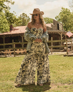 Prairie Aurora Tropical Print Strapless Jumpsuit