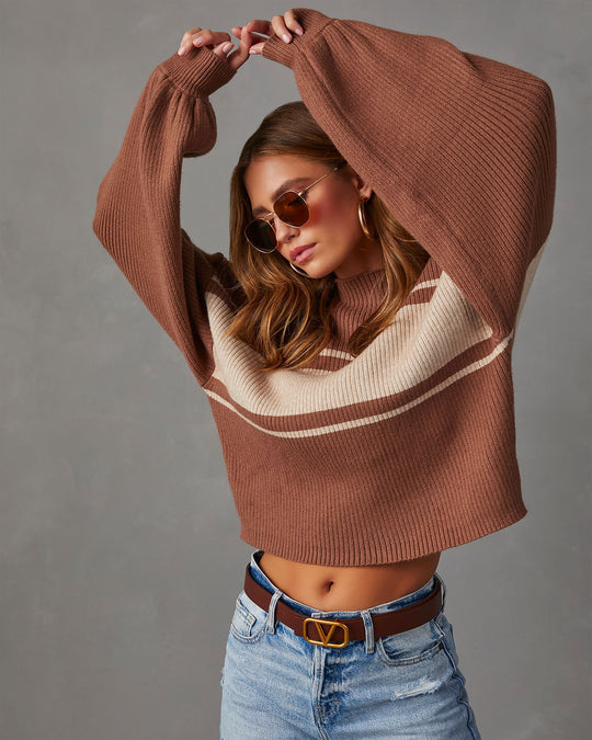 Brown % Layne Striped Pullover Sweater-2