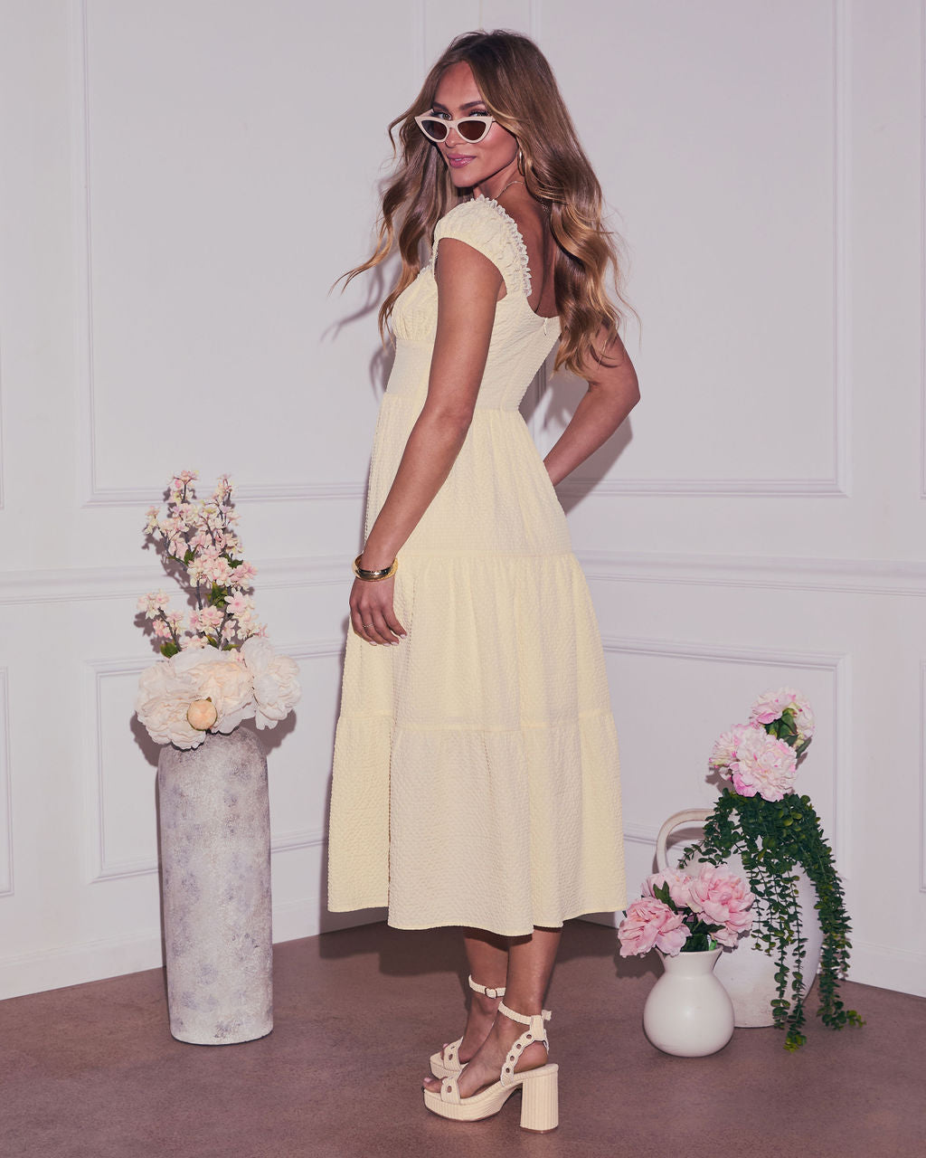 Zoella Tiered Ruffled Shoulders Maxi Dress VICI Zoella Tiered Ruffled Shoulders Maxi Dress VICI