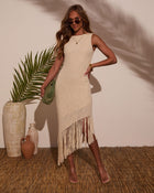 Aperol Edit Fringe Crochet Midi Dress