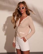 Hidden Courtyard Knit Contrast Trim Cardigan
