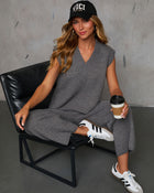 Charcoal % Always Cozy Ribbed Knit Top-1