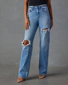 Sequoia Stretch Distressed Straight Leg Jeans