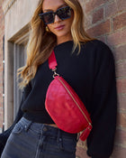 Red % Jenny Faux Leather Belt Bag-1