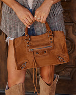 Gianni Faux Suede Moto Bag