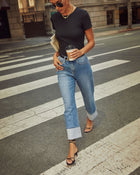 Medium Wash % Ashland Stretch Super High Rise Straight Jeans-1