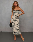 Black/Cream % Ellie Floral Midi Dress-1