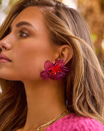Fuchsia % Florena Resin Flower Earrings-2
