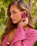 Fuchsia % Florena Resin Flower Earrings-4