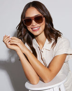 Brown % Call The Shots Round Frame Sunglasses-5