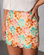 Sweet Petals Printed Lace Mini Skirt