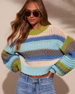 Avocado Combo % Harvest Feels Cropped Knit Sweater-6