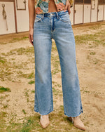 Washed Wishes Super Stretch Mid Rise Flare Leg Jeans
