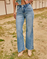 Washed Wishes Super Stretch Mid Rise Flare Leg Jeans