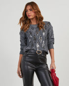 Charcoal % Letty Sequin Pattern Pullover Sweater-3