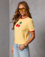 Sweetly Picked Intarsia Knit Cherry Sweater