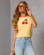 Sweetly Picked Intarsia Knit Cherry Sweater