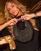 Dazzle Season Ruched Rhinestone Shoulder Bag