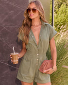 Olive % Shelton Cotton Pocketed Denim Romper-1