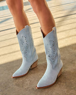 Baby Blue % Arnell Laser Cut Western Boot-6