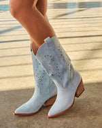 Baby Blue % Arnell Laser Cut Western Boot-3