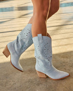 Baby Blue % Arnell Laser Cut Western Boot-5
