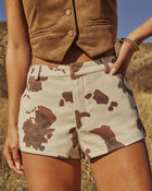 Beat Drop Mid Rise Cow Print Shorts