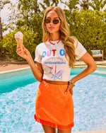 Summer Revival Embossed Terry Seashell Fringe Mini Skirt