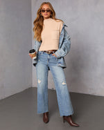 Bone % Brooke Mock Neck Short Sleeve Sweater-2