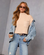 Bone % Brooke Mock Neck Short Sleeve Sweater-1