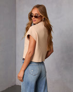 Bone % Brooke Mock Neck Short Sleeve Sweater-4