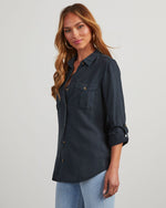 Black % Katana Chambray Utility Top-2