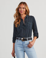 Black % Katana Chambray Utility Top-4