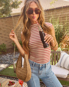Grey/Red % Dylan Cropped Mock Neck Top-1