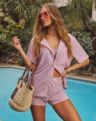 Lagoon Striped Terrycloth Coverup Top