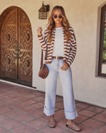 Leaf Me Striped Cardigan