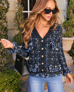 Patrice Fringe Tweed Cardigan