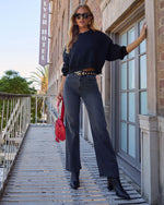 Black % VICI Icon High Rise Straight Jeans-9