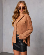 Cobian Suede Button Down Top