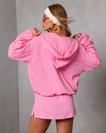 Pink % Soft Balance Drawstring Hood Zip Up Sweatshirt-4