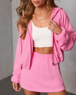 Pink % Soft Balance Drawstring Hood Zip Up Sweatshirt-6