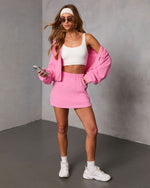 Pink % Soft Balance Drawstring Hood Zip Up Sweatshirt-2